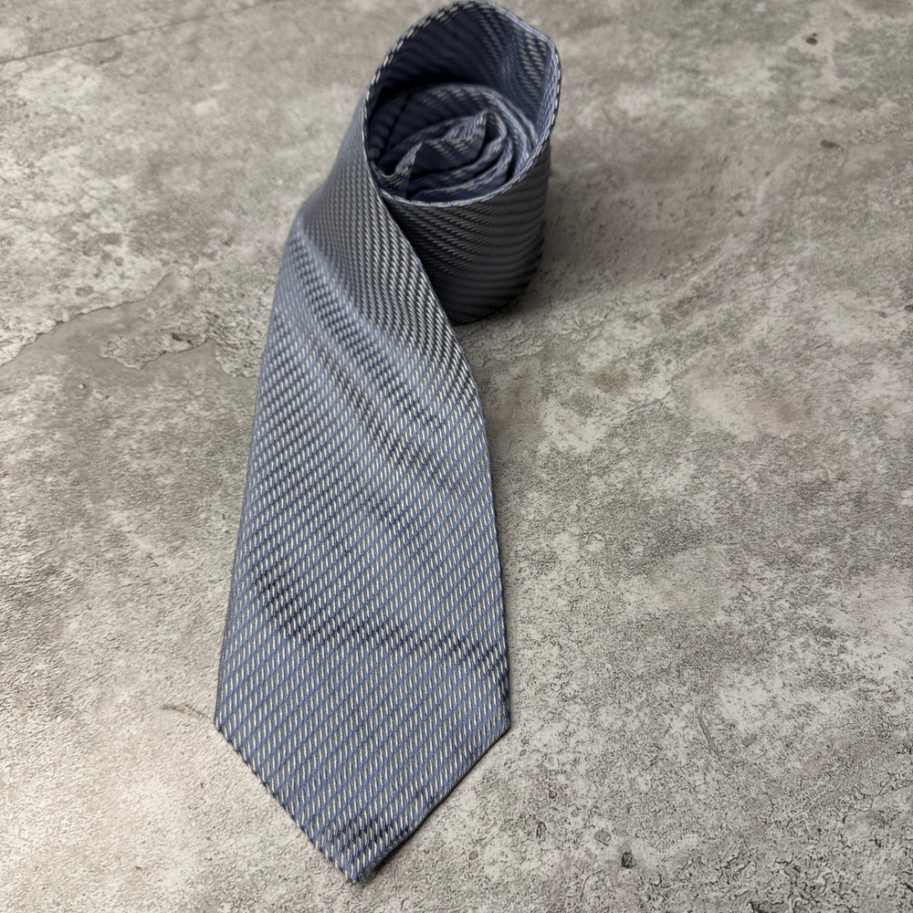 Tino Cosma Necktie Men OS Blue‎ Textured Silk Geometric Made in Italy 9530